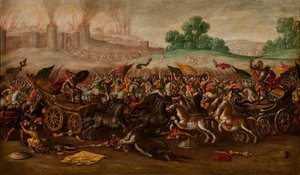 ネブカドネザルの軍隊によるエルサレムの炎上 作： Circle of Juan de la Corte