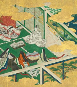 美しい花輪玉鬘、17世紀。 作： Circle of Tosa Mitsuyoshi