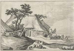 羊とヤギの農場と羊飼い 田園風景（連載タイトル） 作： Claes Jansz. Visscher (II)