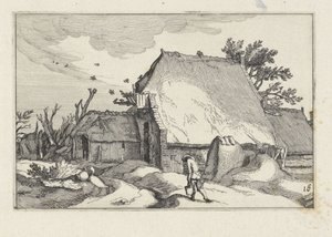 農場と 2 つのバケツを持つ男 田園風景（連載タイトル） 作： Claes Jansz. Visscher (II)