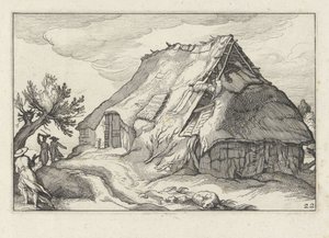 かやぶき屋根が崩れた農家 田園風景（連載タイトル） 作： Claes Jansz. Visscher (II)