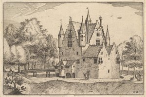 Regiunculaeの町といくつかのブラバント公国の城プレート22。 1610年。 作： Claes Jansz Visscher