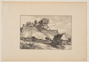 農場、戸口の男、風景より（Verscheyden aerdige Lanthuysen...）