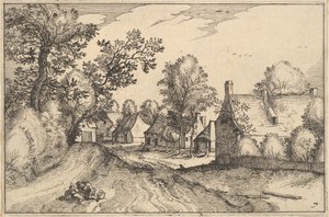 村の道、レジアンキュレの町からのプレート7といくつかのブラバント公国。 1610年。