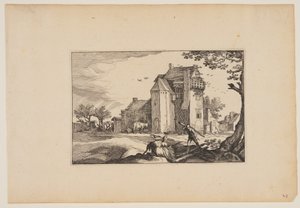 鳩小屋のある農家、風景より（Verscheyden aerdige Lanthuysen...） 作： Claes Jansz. Visscher