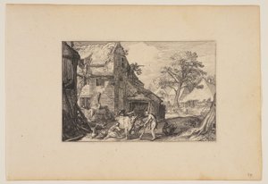農場、豚の中の放蕩息子（『風景』より） 作： Claes Jansz. Visscher