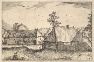 レジアンキュラの町からの大きな小屋、プレート21といくつかのブラバント公国。 1610年。 作： Claes Jansz Visscher