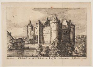 オランダとユトレヒトの4つの城より、ミューデン城（裏面 作： Claes Jansz. Visscher
