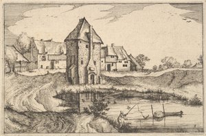 池、レジアンキュレの町のプレート9、ブラバント公国のいくつか。 1610年。 作： Claes Jansz Visscher