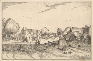 ビレッジロード、レジアンキュレの町からのプレート20といくつかのブラバント公国。 1610年。 作： Claes Jansz Visscher