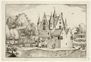農場、カントリーハウス、素朴な村の写真（Praediorum villarum et rusticarum casularum icones）の後、22皿目の城。 作： Claes Jansz. Visscher II