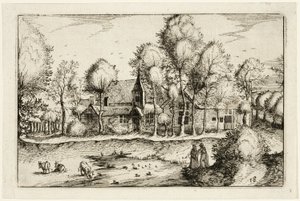 農場、カントリーハウス、素朴な村の写真（Praediorum villarum et rusticarum casularum icones）』から18枚目の「池」。 作： Claes Jansz. Visscher II