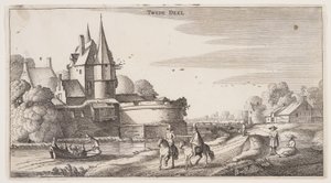 風景（プレイサンテ・ランツシャッペン）より「堡塁のある村沿いの田舎道 作： Claes Jansz. Visscher II