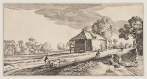水車小屋近くの十字路（『風景』より） 作： Claes Jansz. Visscher II