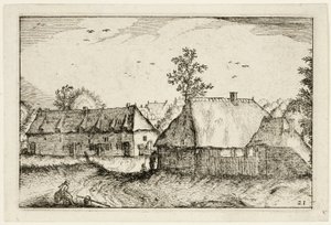 農場、カントリーハウス、素朴な村の写真（Praediorum villarum et rusticarum casularum icones）の後、大きな小屋、プレート21 作： Claes Jansz. Visscher II