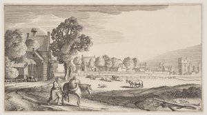 牧草地に沿った道、『風景』より（Playsante Lantschappen） 作： Claes Jansz. Visscher II