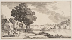 風景（プレイサンテ・ランツシャッペン）より「川での干し草の運搬 作： Claes Jansz. Visscher II