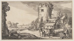 風景（プレイサンテ・ランツシャッペン）より「川のそばの監視塔 作： Claes Jansz. Visscher II