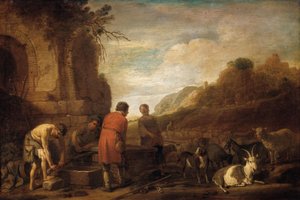 ヤコブとレイチェルの出会い (創世記 29:10) 作： Claes Moeyaert