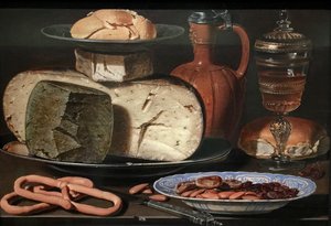 オランダ：チーズ、アーモンド、プレッツェルのある静物 チーズ、アーモンド、プレッツェルのある静物