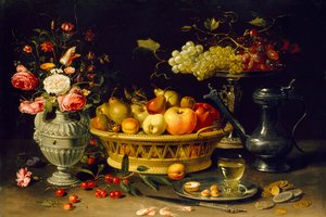 果実と花の静物画 1608-1621年 作： Clara Peeters
