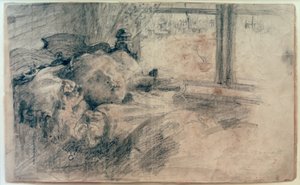 窓際のベッドで眠っている子供 作： Clara Siewert