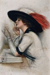 1920年にアメリカで行われた選挙で投票するエレガントな若い女性 20世紀（カラーリトグラフ 作： Clarence F. Underwood