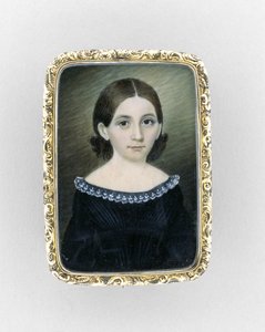 少女の肖像、1845年頃（象牙、金箔、ガラスに水彩） 作： Clarissa Peters