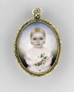 少女の肖像、1840年頃（象牙、金箔、ガラスに水彩） 作： Clarissa Peters Russell