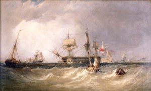 「ポーツマス沖の軍人」、ハンプシャー、1855 作： Clarkson Stanfield