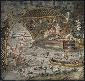 パレスチナのナイルモザイク、3世紀。紀元前 作： Classical Antiquities