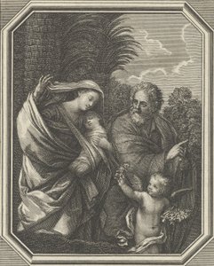 エジプトへの逃避、若い洗礼者ヨハネと一緒に歩く聖なる家族、tre...、ca. 1720-86。 作： Claude Augustin Duflos