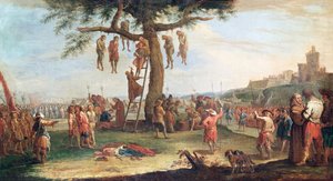 ジャックカロ（1592-1635）によるオリジナルの絵画の後の「戦争の不幸と不幸」シリーズからの吊り下げ 作： Claude Callot