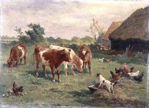 飼い葉桶の中の犬」（油彩・キャンバス・パネルに寝かせたもの）（ペアは70858を参照） 作： Claude Cardon