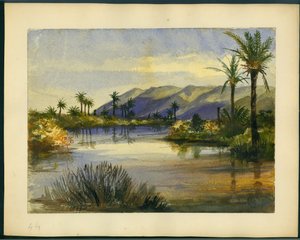 キション川河口とカーメル山（紙と鉛筆） 作： Claude Conder