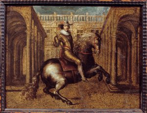 ガストン・ドルレアン（1608-1660）ルイ13世の弟であるアンジュー公の騎馬像。クロード・ドゥルエ（1588-1662）による絵画 作： Claude Deruet
