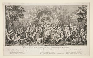 シルヴァンとニンフが祝うパン神の祭り (パン神の祭り) 作： Claude Gillot