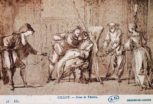 Representação teatral, desenho de Claude Gillot (1673-1722). França 作： Claude Gillot
