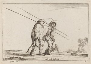 徒歩で移動する 2 つの槍兵 作： Claude Goyrand after Stefano Della Bella