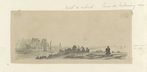 運河、釣り人、牛乳配達人のいる風景 Requeil de quatre-vingt-cinq estampes originales (シリーズタイトル) 作： Claude Henri Watelet (possibly)
