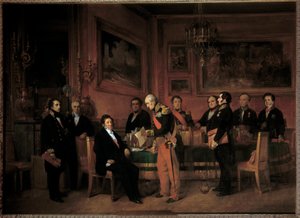 8月15日、チュイルリー宮殿の閣僚会議で、マレシャル・ソウルがルイ・フィリップ1世（1773-1850）に摂政法を提示 作： Claude Jacquand
