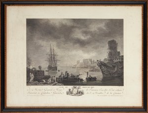 フランスの鋼の彫刻 作： Claude Joseph (after) Vernet