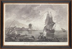 フランスの鋼の彫刻 作： Claude Joseph (after) Vernet