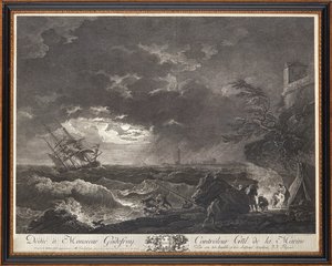 フランスの鋼の彫刻 作： Claude Joseph (after) Vernet