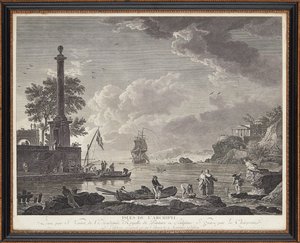 フランスの鋼の彫刻 作： Claude Joseph (after) Vernet