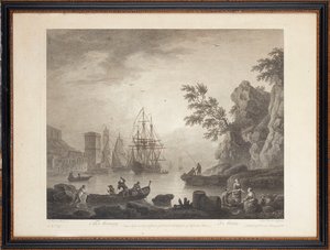 10 個のフランス製鋼の彫刻 作： Claude Joseph (after) Vernet