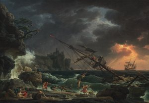荒波の難破船（テンペテ） 作： Claude Joseph Vernet