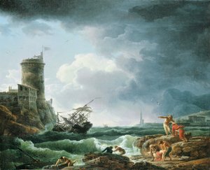 フォートレスの難破船の嵐、前景の漂流者、1769