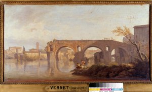 ローマのポンテ・ロット 絵画 ジョセフ・ヴェルネ（1714-1789） 18世紀 日0.4×0.77m。 作： Claude Joseph Vernet