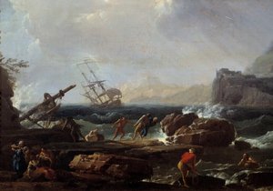 難破船の情景 ジョセフ・ヴェルネ（1714-1789）による絵画 18世紀 モンペリエ、ファーブル美術館 作： Claude Joseph Vernet